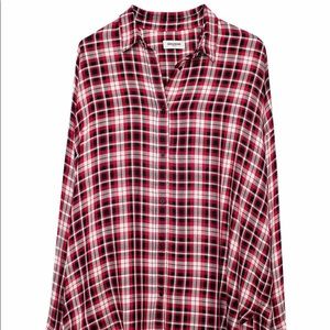 Zadig and Voltaire Tamara car shirt, red plaid sz large